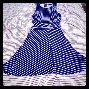 Blue and White Striped Dress